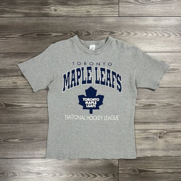 Vintage 90’s Toronto Maple Leafs Waffle Knit T Shirt - Picture 1 of 5